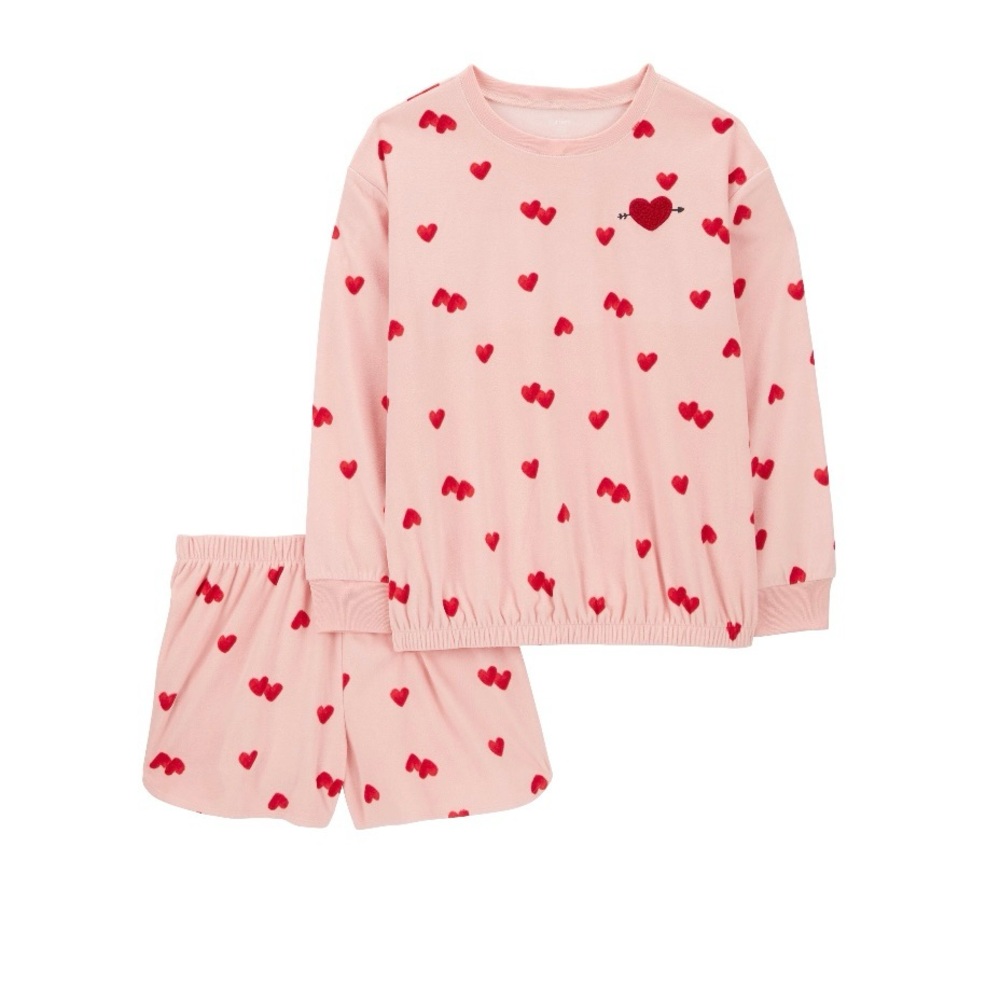 Carters Adult 2-Piece Heart Fleece Pajamas size Large
